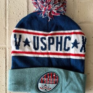 USPHC Pond Hockey Championship Red Pom-Pom Beanie